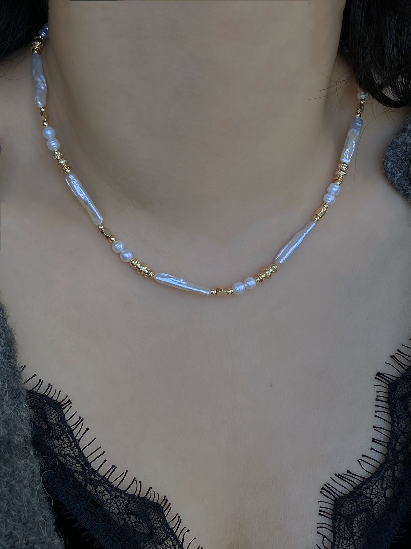 Elegant Tiny seed Pearl Necklace, 2mm+ Freshwater Pearls gold plated Silver Necklace Dainty Minimalist  Layering Necklace gift for her