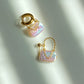Baroque Pearl Mini Shoulder Bag Earrings  Gold Plated Hoop Purse Dangle Handmade Unique Luster Pearl Statement Jewelry Birthday Gift for Her