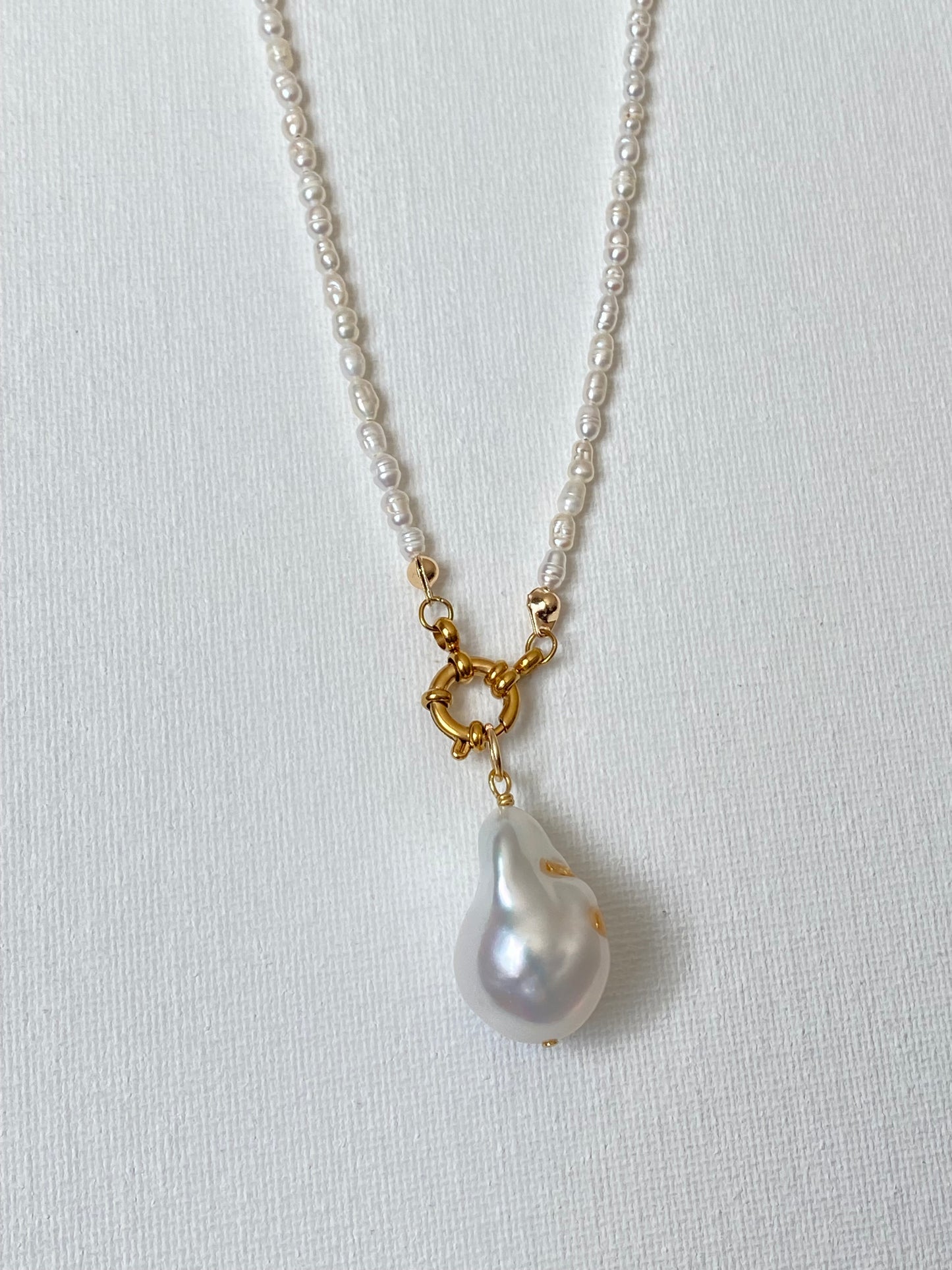 28 inches Long Pearl Sweater Bead Simple Necklace | quadruple Wrap Bracelet | Custom Length Removable Baroque Pendant  elegant Necklace