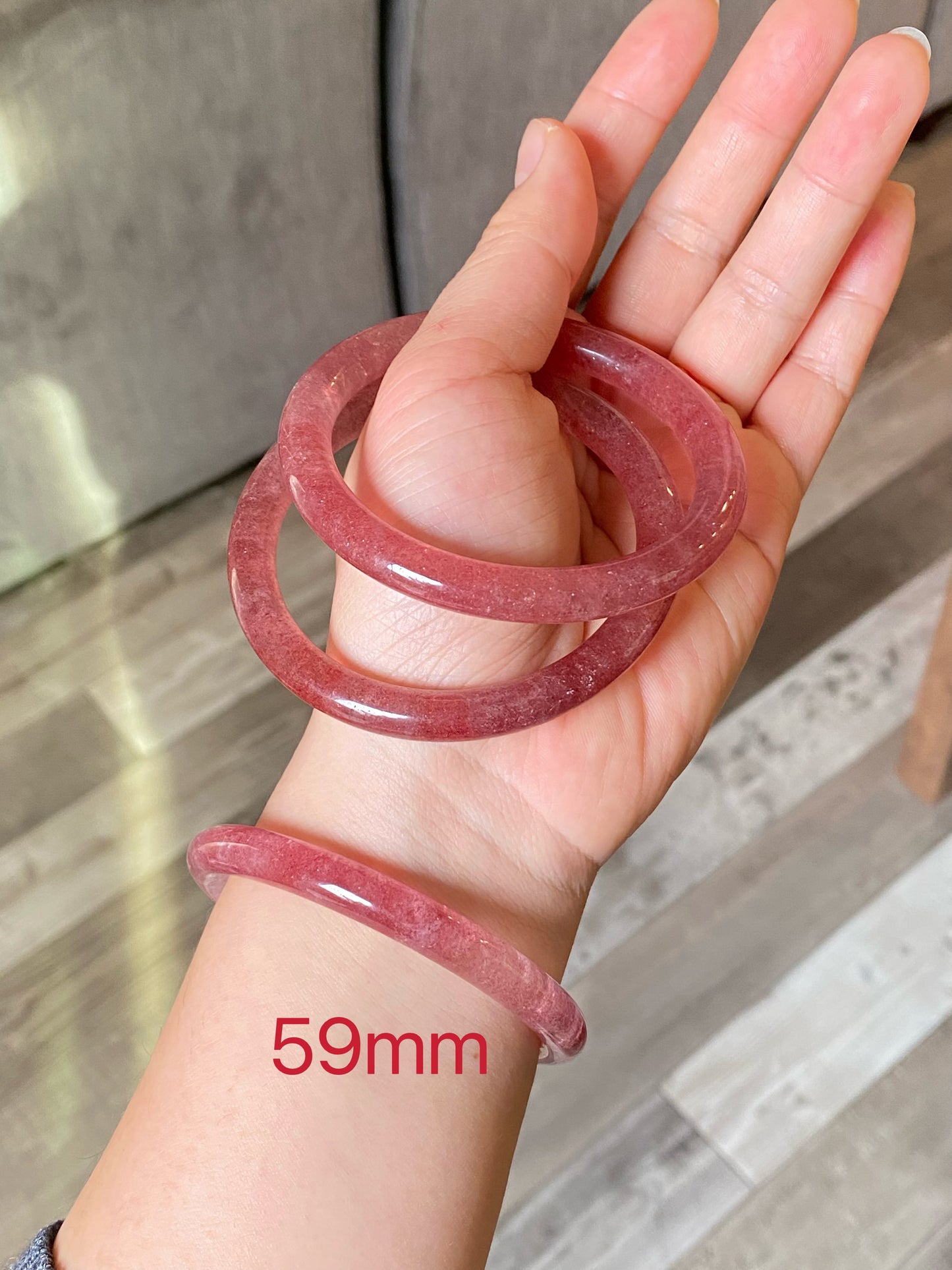 Strawberry Quartz Bangle Bracelet - Natural Healing Energy & Unique Fashion Accessory | Enhance Love and Emotional Connection
