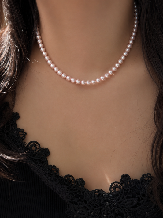 Sakura Pink Freshwater Pearl Necklace | Dainty Minimalist Pearl Choker Necklace