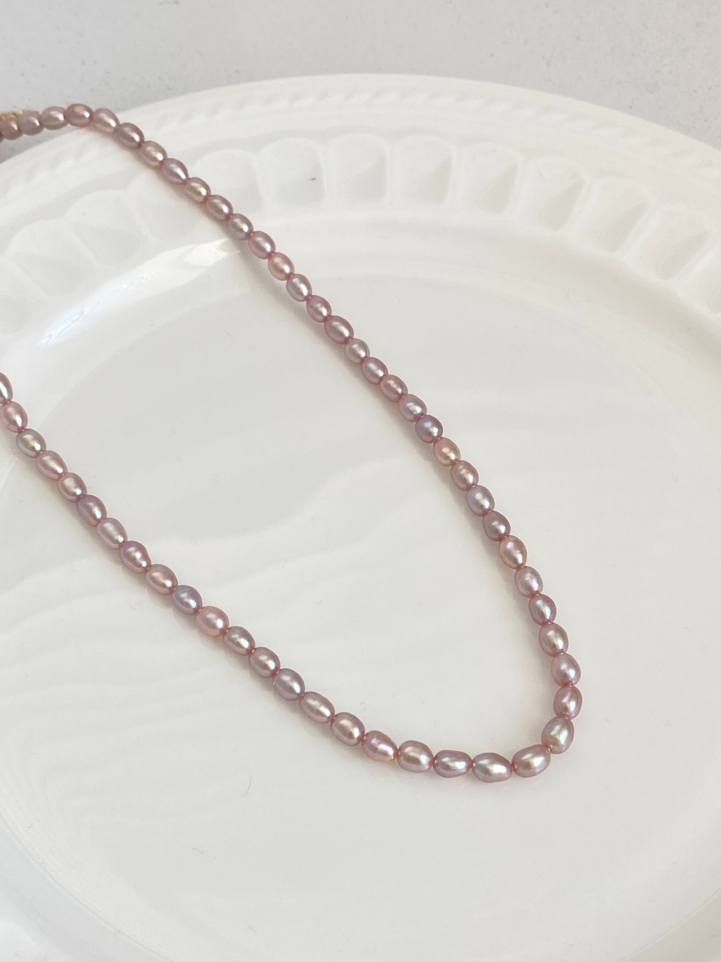 Purple Rice Pearl Wedding Necklace - High Luster Freshwater Pearls | Custom Bridal Jewelry - Jinger Crafting