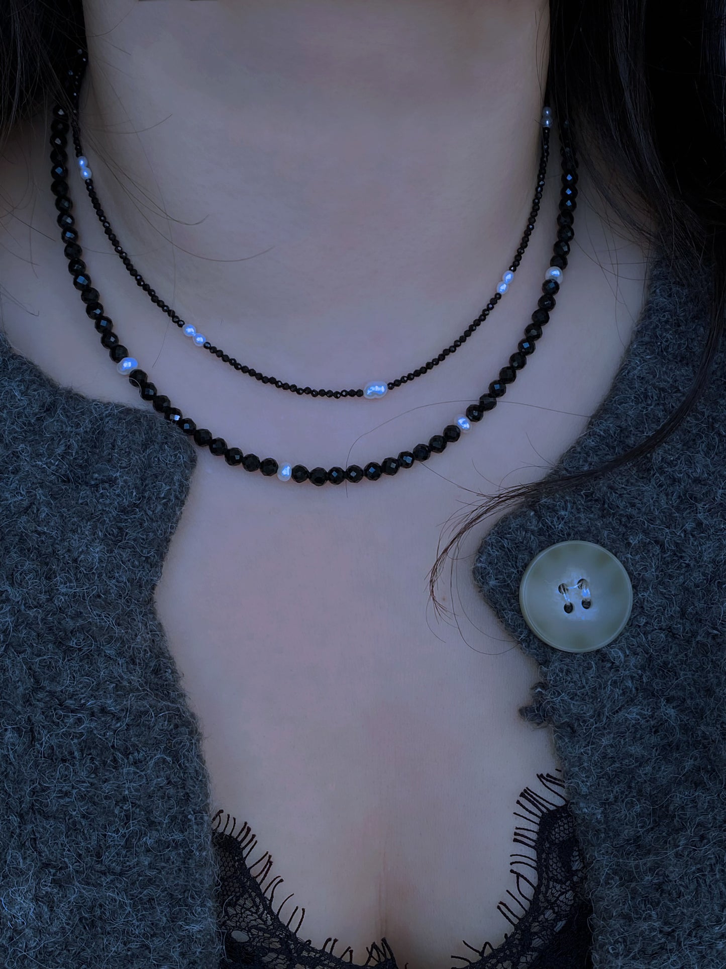 Minimalist Baroque Pearl super sparkling Dainty Black and white Modern Layering Chocker Necklace  gift for her gift to them