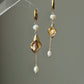 Gold Floral Calla Lily Pearl Tassel Dangle  Earrings  Wedding Bridal Jewelry  Elegant Statement Gift