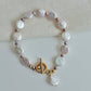 Luna Celestial  Baroque Coin Pearl  Bracelet with Toggle Clasp