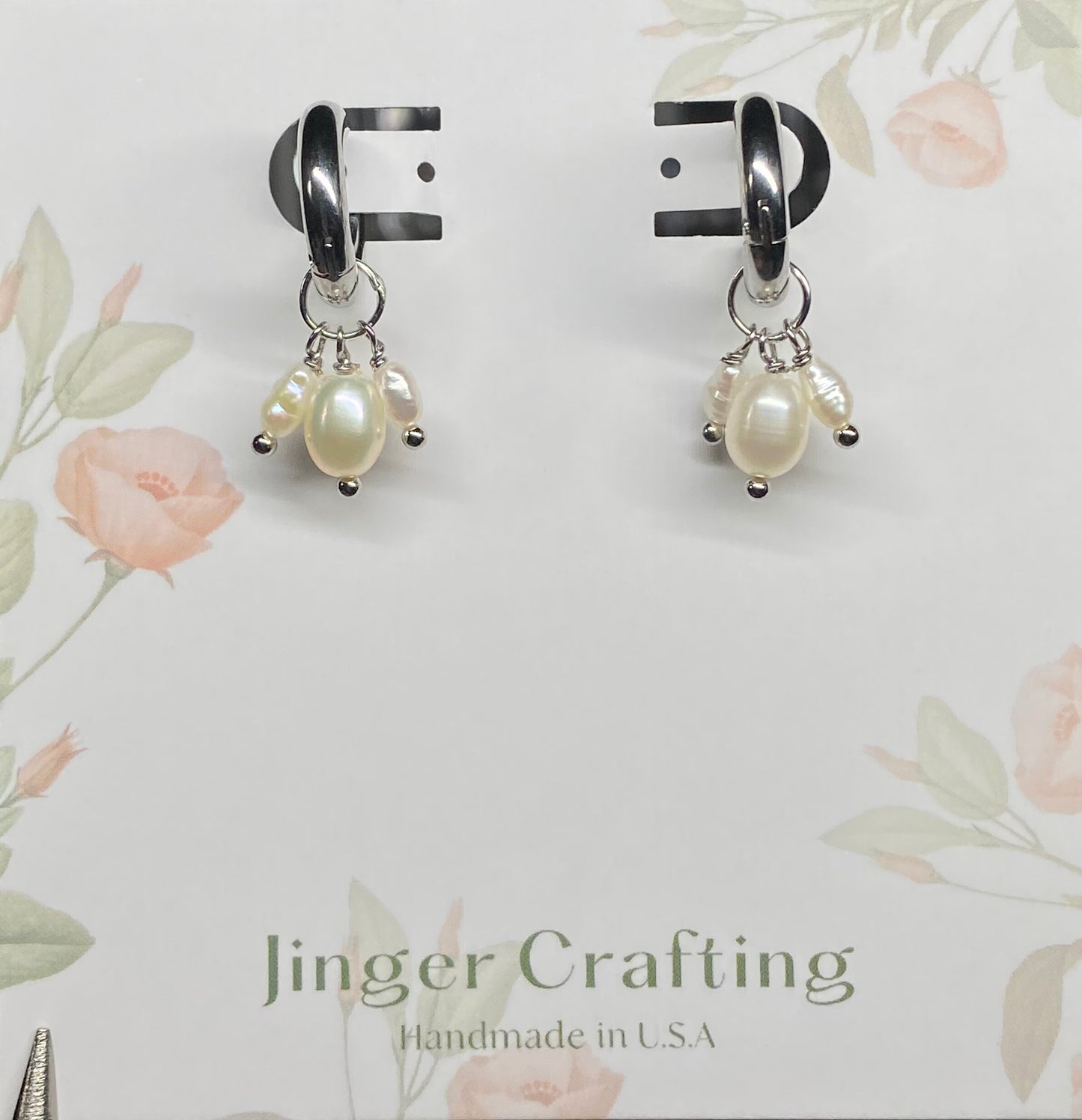 Handmade Triple Pearl 3-in-1 Hoop Earrings | Removable Freshwater Pearl Charm | Dainty Gold Hoops | Versatile Pearl Drop Earrings