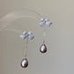 Sparkling Bow Pearl Drop Earrings Purple pink water drop Dangle Earrings | Romantic Wedding Jewelry Bridesmaid Gift Dainty Gift for Her