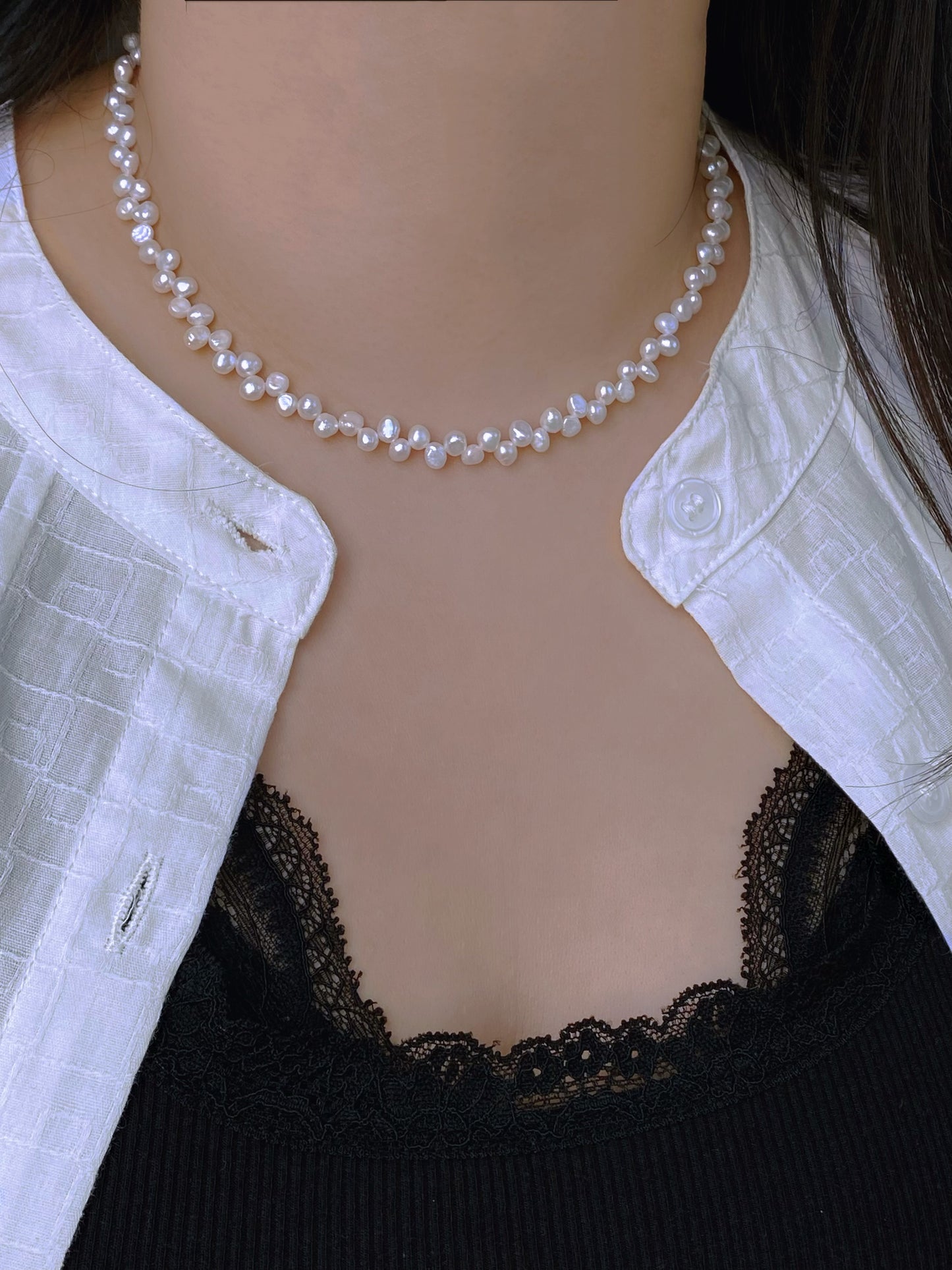 Dainty Petal Baroque Pearl  Necklace Handmade Adjustable  Necklace Minimalism Bridesmaid Gift for her valentines gift