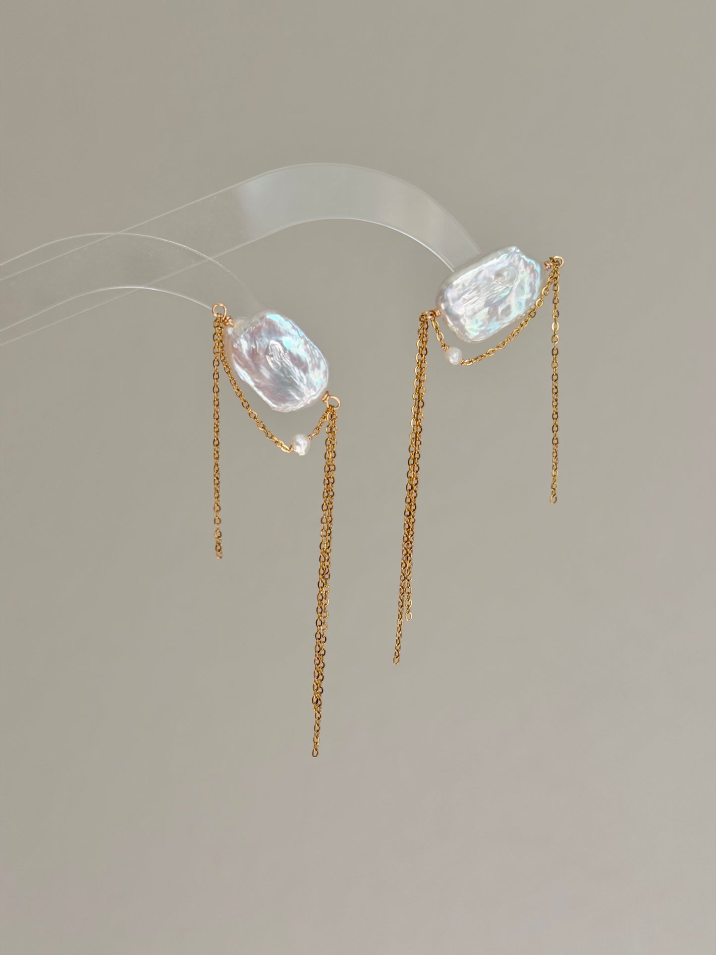 ASTRAEA Baroque Rectangle Pearl Tassel Earrings