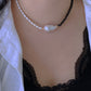 sparkling Black Spinel  Baroque Pearl Necklace Freshwater Pearl Statement Pearl Jewelry Gift for Her