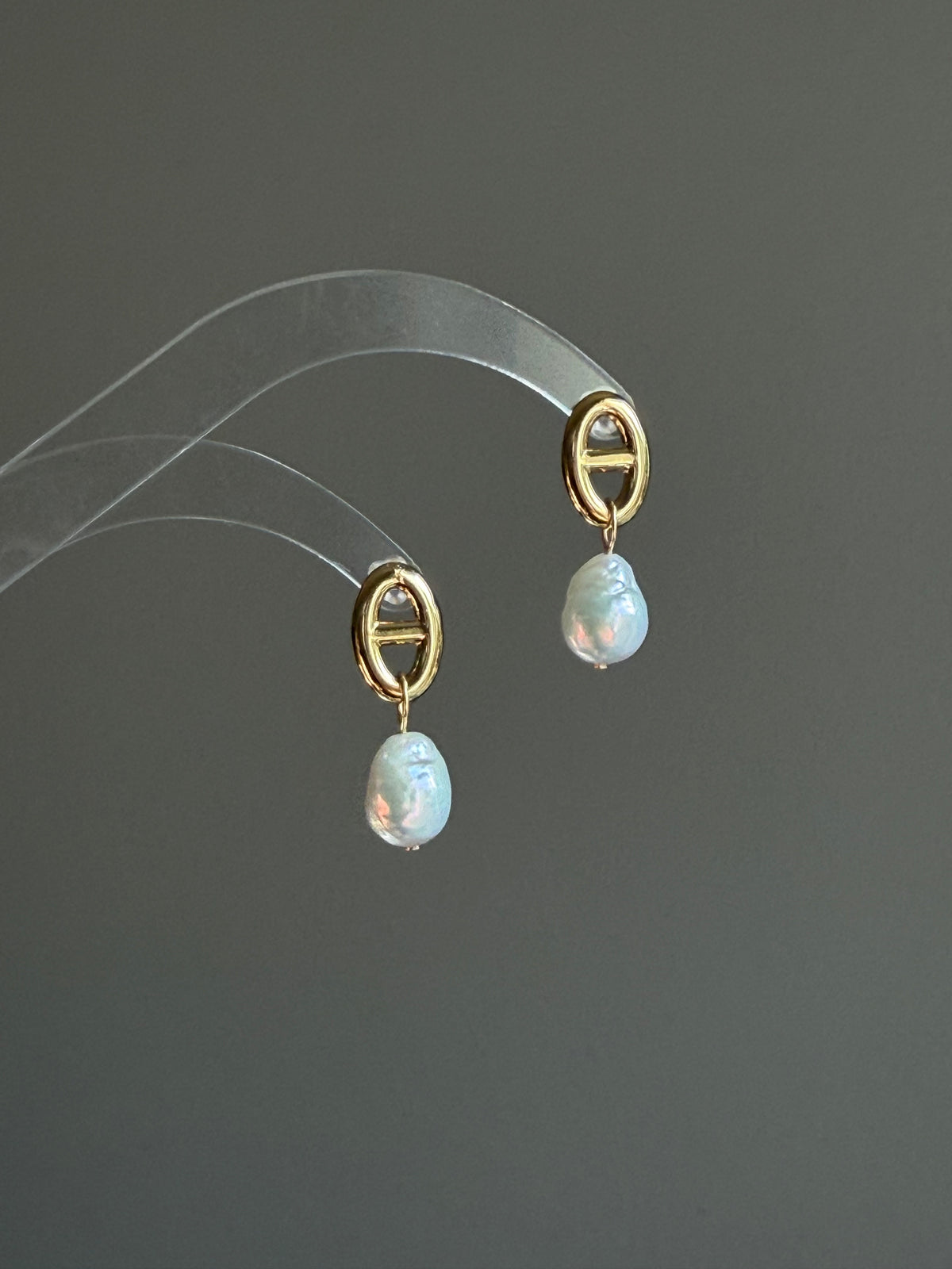 Maya Anchor Link Baroque Pearl Earrings