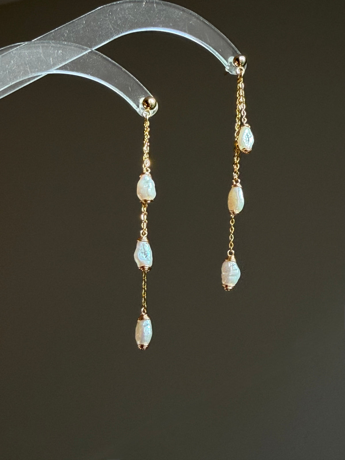WHISPER DROP | Triple Keshi Pearl Dangle Earrings