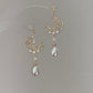 Star & Moon Pearl Dangle Earrings | High Luster Bridal Jewelry | 18K Gold Plated - Jinger Crafting