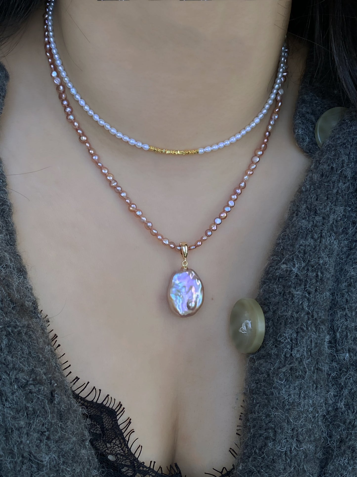 Spring exclusives Handmade Minimalist tiny colorful petal pearl dainty chocker necklace with removal pendant gift for her  anniversary gift