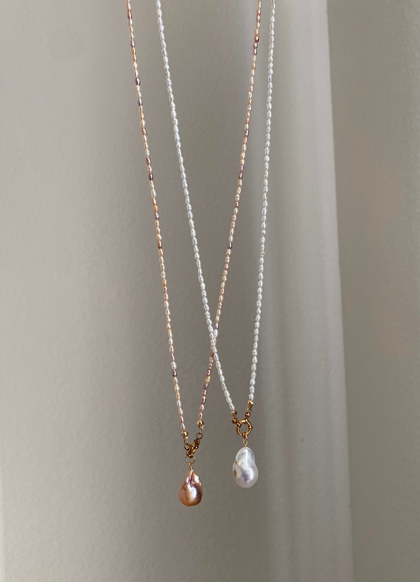 28 inches Long Pearl Sweater Bead Simple Necklace | quadruple Wrap Bracelet | Custom Length Removable Baroque Pendant  elegant Necklace