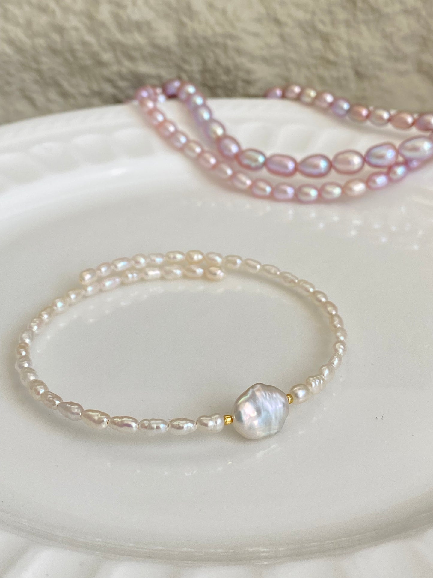 Keshi Petal Pearl Memory Bracelet | Super Minimalist Bracelet | High Luster | Wedding Bridal Bracelet | Elegant Gift for Her