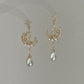 Star & Moon Pearl Dangle Earrings | High Luster Bridal Jewelry | 18K Gold Plated - Jinger Crafting