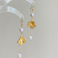 Floral Inspired Morning Glory Pearl Earrings – Freshwater Pearl Drop Earrings with Gold Floral Design Romance pearl jewelry
