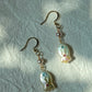 Unique Baroque Pearl Earrings with Zircon Earring  Rocky Fish Dangle Earring Elegant Dainty Pearl Earrings Gift Friendship gift