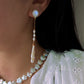 Nora Lunar Tassel Dangle Earrings  Moon Coin Pearl  Baroque Stick Pearl Drop  Long Celestial Statement Earring Bridesmaid Gift