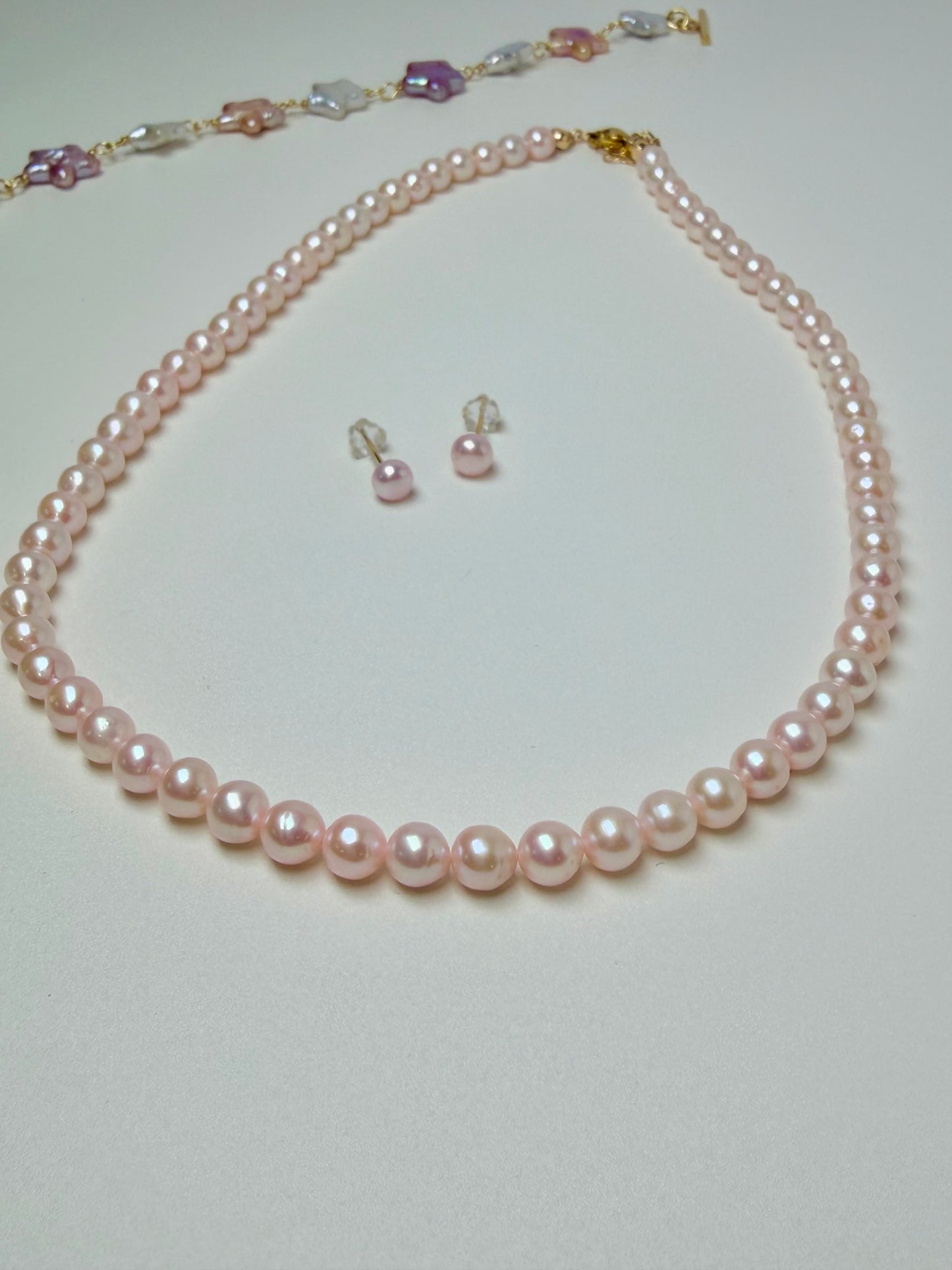 Sakura Pink Freshwater Pearl Necklace | Dainty Minimalist Pearl Choker Necklace