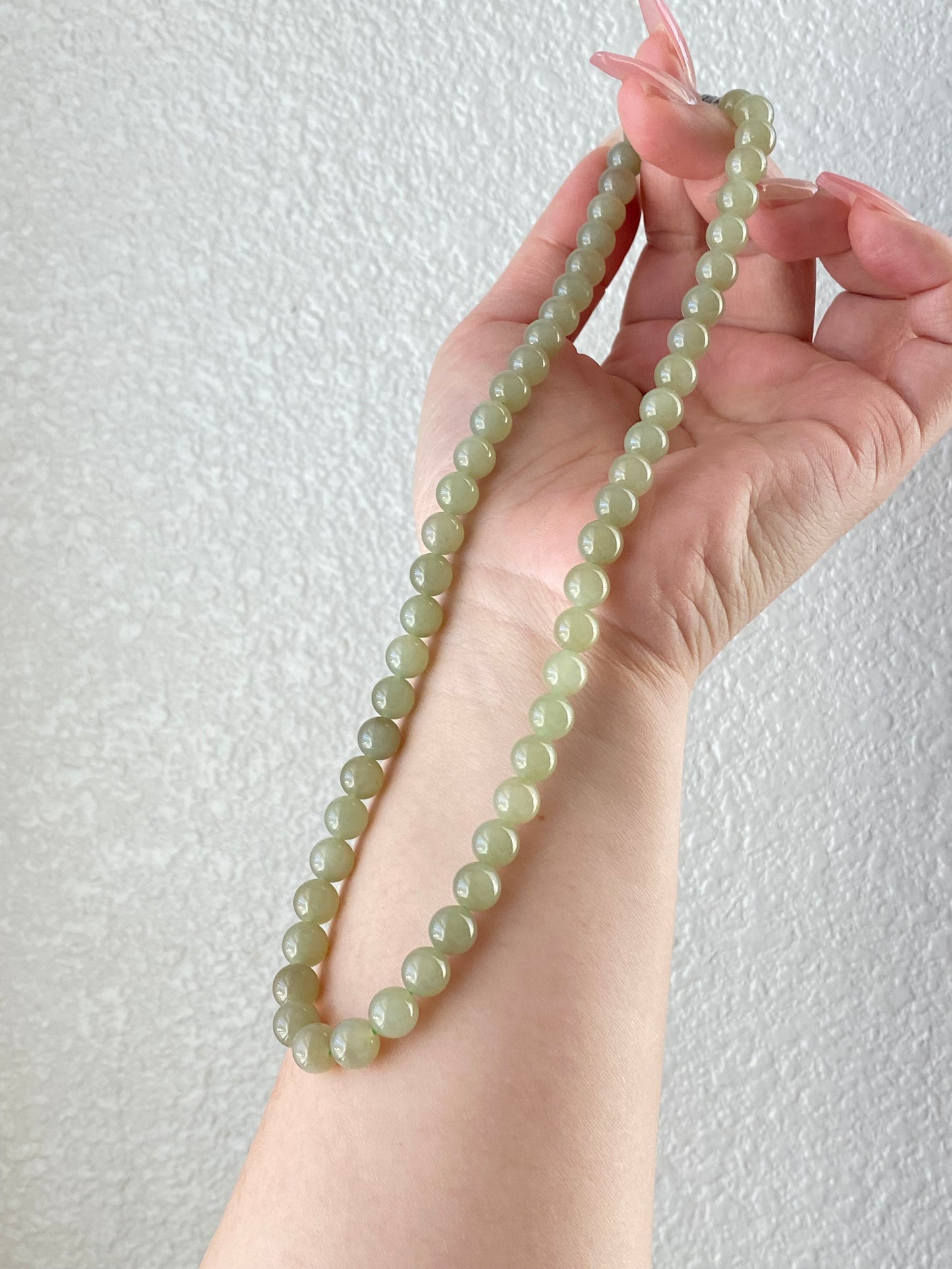 High Grade Natural Light Green Smooth Round Lucky Jade Bead Necklace | birthdays Gift|  anniversaries gift-mothers day gift for her-翡翠-ヒスイ