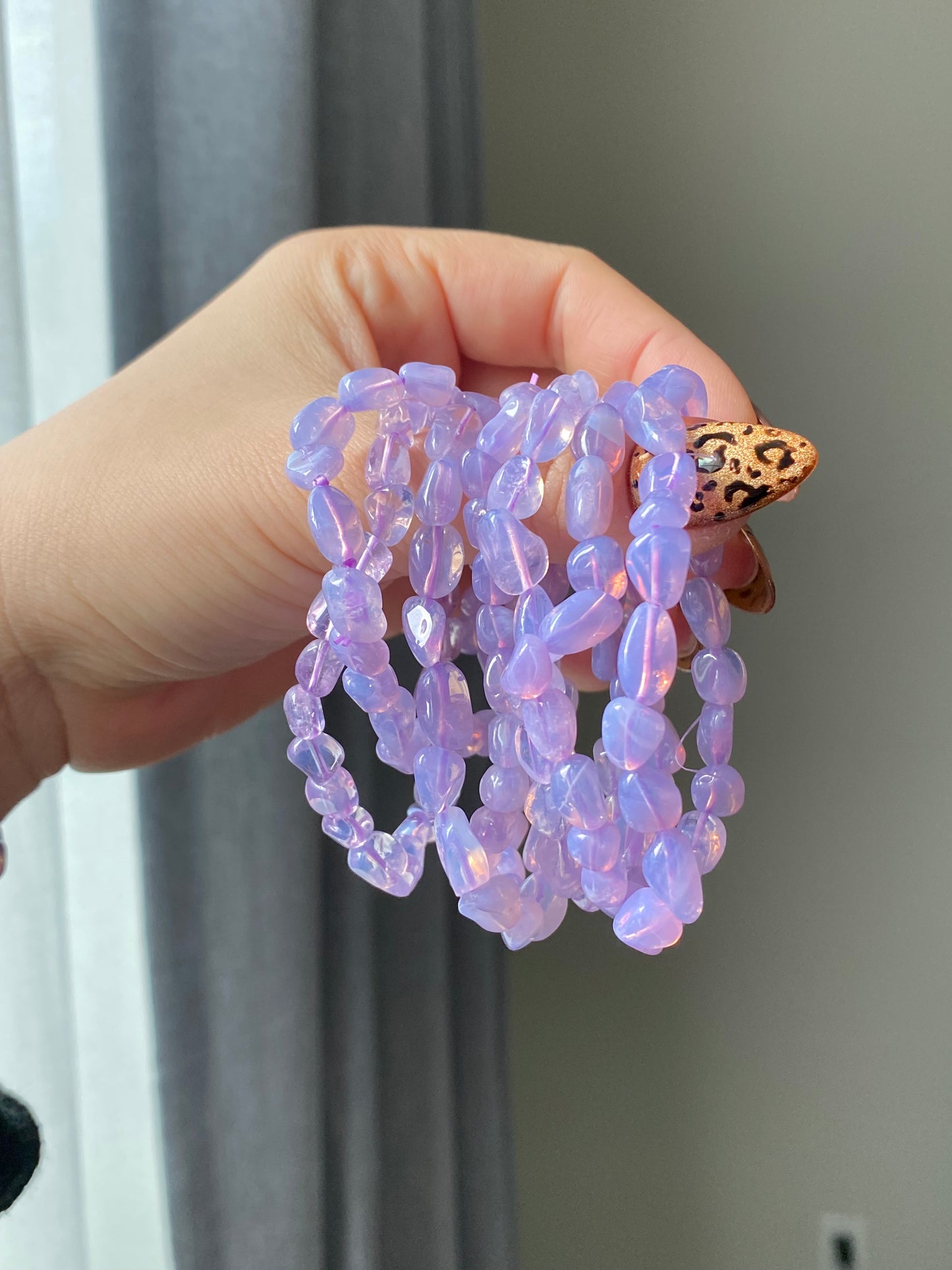 Raw Natural Lavender Milky Amethyst Gradient candy nuggest beads handmade dainty bracelet birthday gift for her