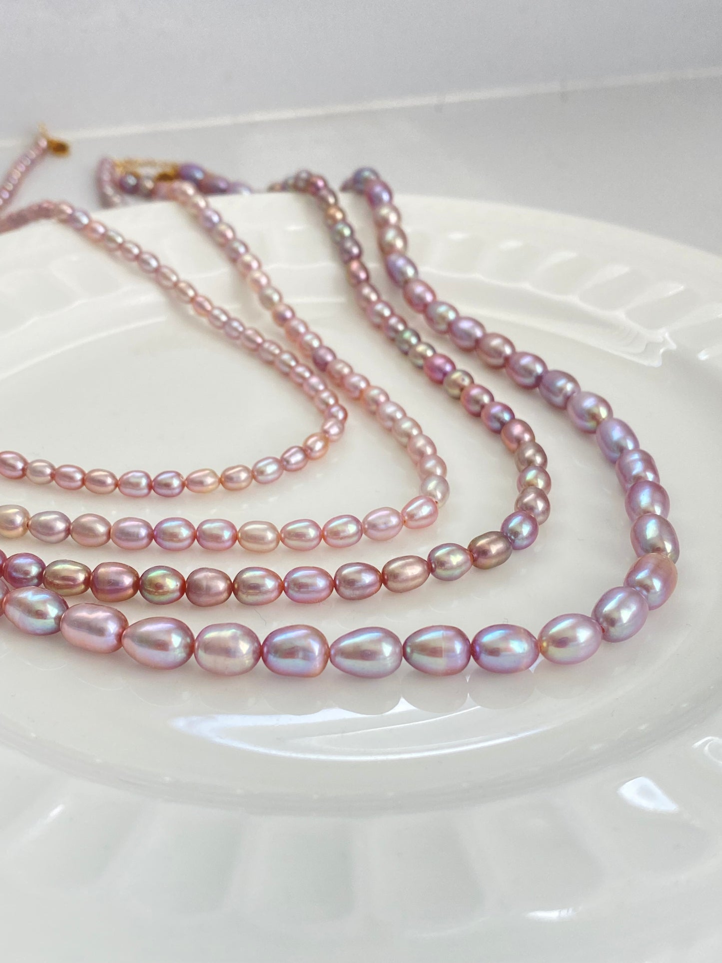 Purple Rice Pearl Wedding Necklace - High Luster Freshwater Pearls | Custom Bridal Jewelry - Jinger Crafting