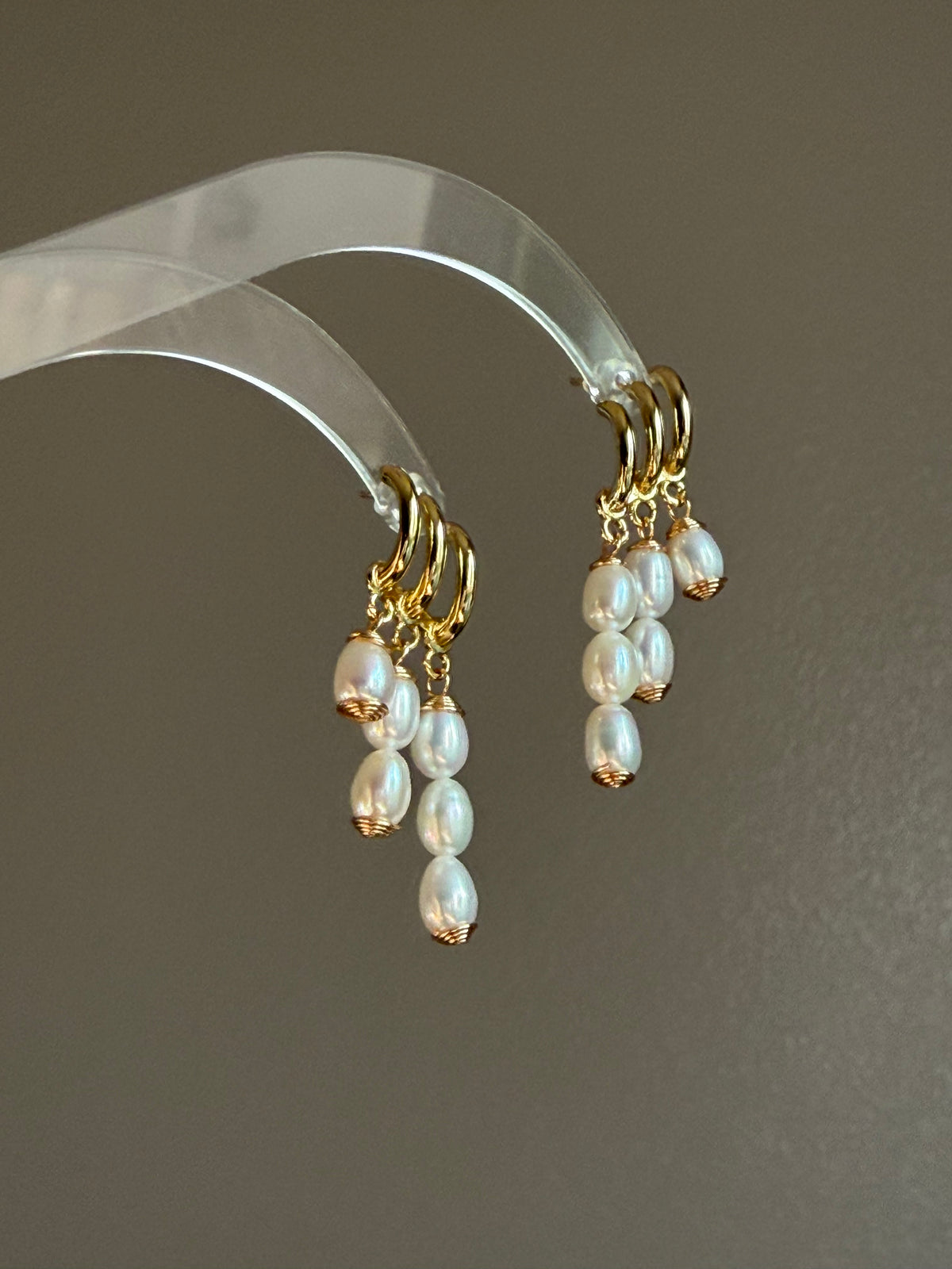 TRINITY DROP | Faux Triple Piercing Pearl Earrings