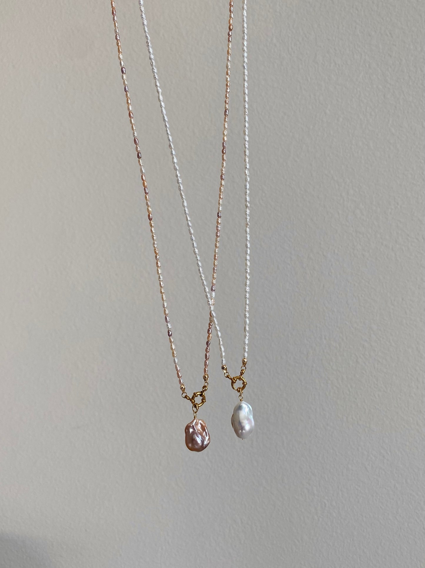 28 inches Long Pearl Sweater Bead Simple Necklace | quadruple Wrap Bracelet | Custom Length Removable Baroque Pendant  elegant Necklace