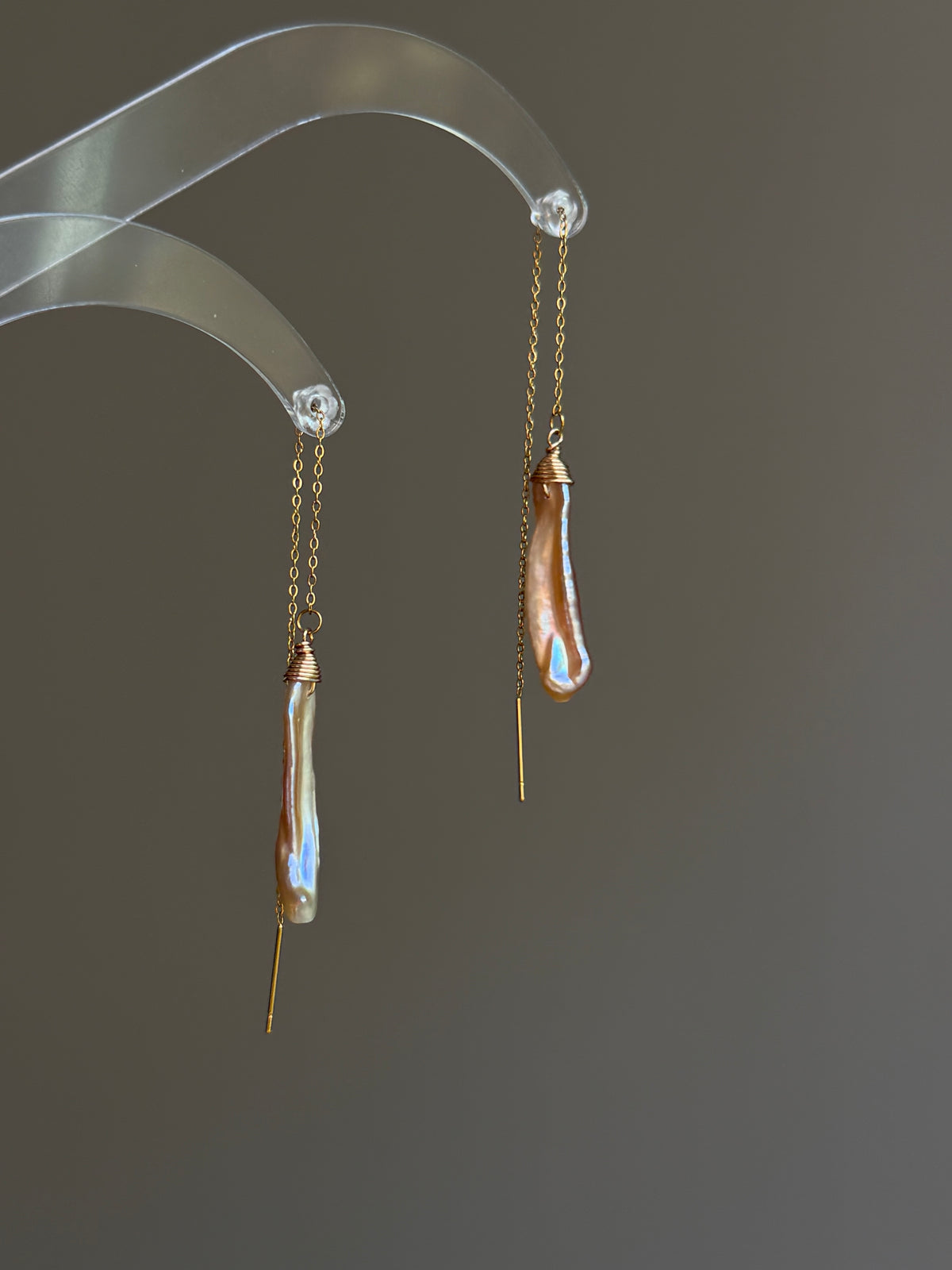 Raine Aurora | Biwa Pearl Threader Earrings