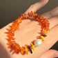 Autumn Fall Color Baltic Amber & Baroque Pearl Stretch Bracelet | Handmade Warm-Tone Jewelry