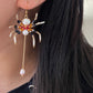 Limited edition Halloween Statement  Freshwater Pearl Spider Earrings Handmade Baroque Pearl Spider Dangle Gothic Asymmetrical Earrings
