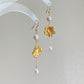 Floral Inspired Morning Glory Pearl Earrings – Freshwater Pearl Drop Earrings with Gold Floral Design Romance pearl jewelry