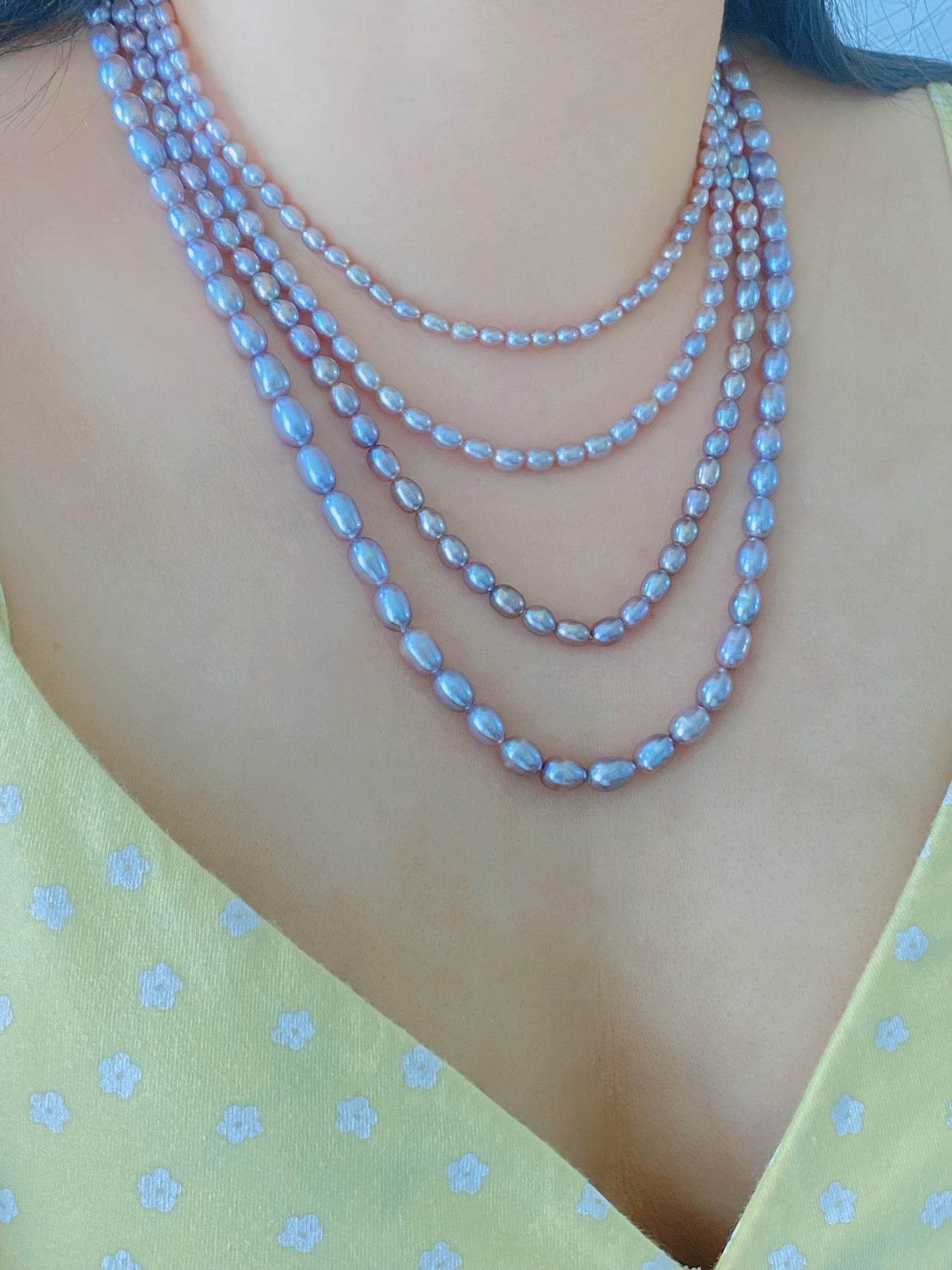 Purple Rice Pearl Wedding Necklace - High Luster Freshwater Pearls | Custom Bridal Jewelry - Jinger Crafting