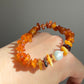 Autumn Fall Color Baltic Amber & Baroque Pearl Stretch Bracelet | Handmade Warm-Tone Jewelry