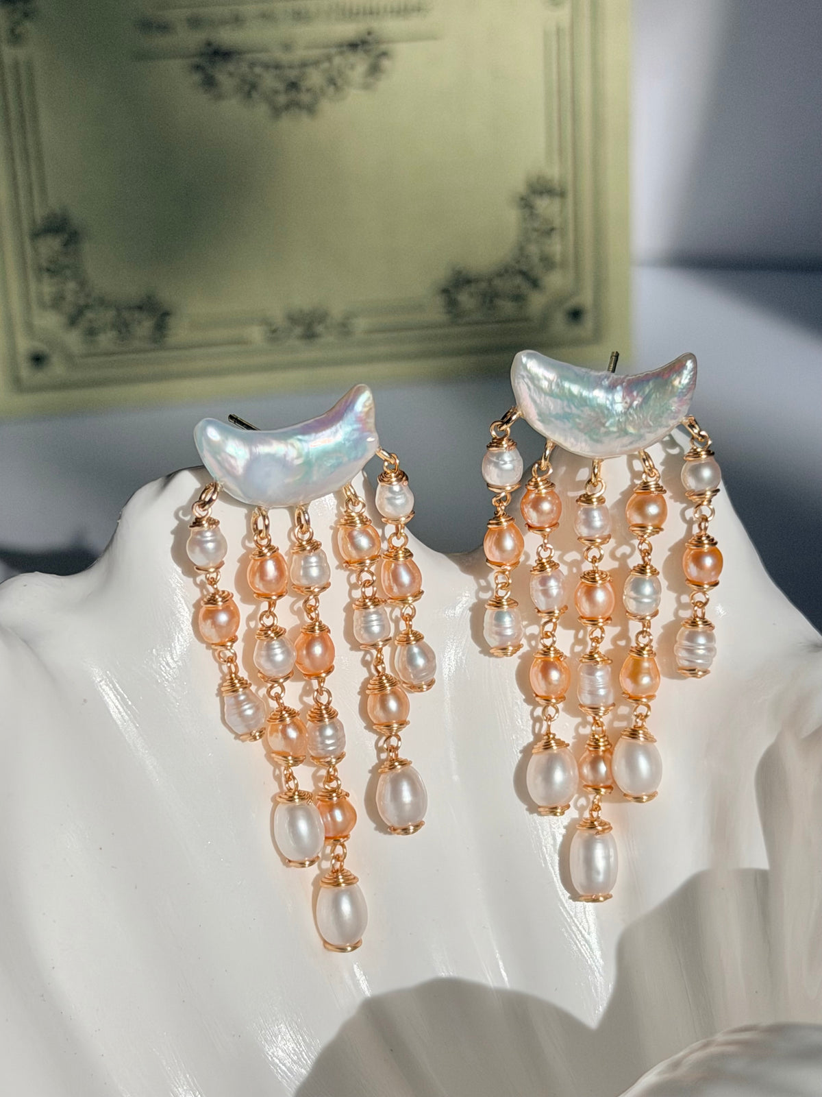 MOONLIT VEIL Freshwater baroque Pearl Chandelier Earrings