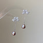 Sparkling Bow Pearl Drop Earrings Purple pink water drop Dangle Earrings | Romantic Wedding Jewelry Bridesmaid Gift Dainty Gift for Her