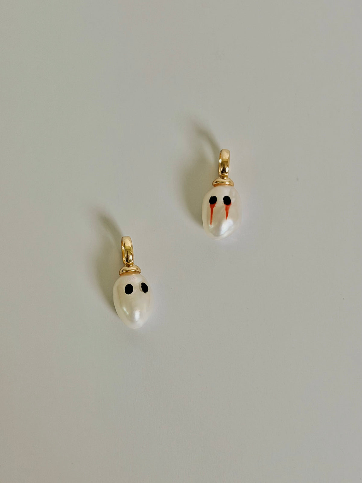 Halloween Jewelry Tiny Pearl Ghost Charm | Bleeding Eye Baroque Pearl