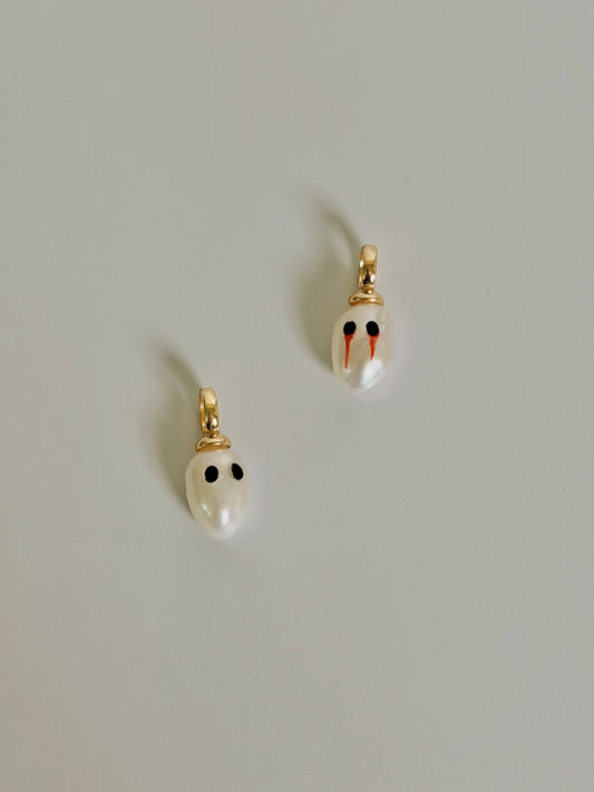 Halloween Jewelry Tiny Pearl Ghost Charm | Bleeding Eye Baroque Pearl