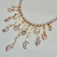 Lavender Baroque Pearl Necklace, Moon Star Heart Charm Tassel Jewelry-LUNARIA