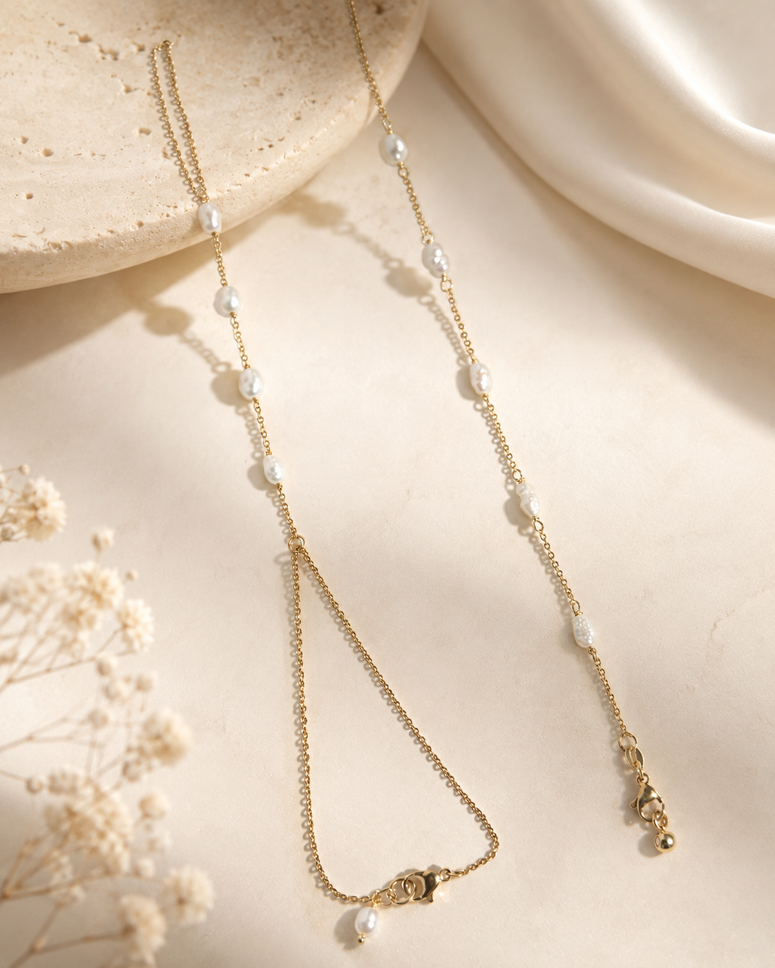 ÉTHERA Barely There Pearl Hand Chain  Custom Bridal Hand Jewelry
