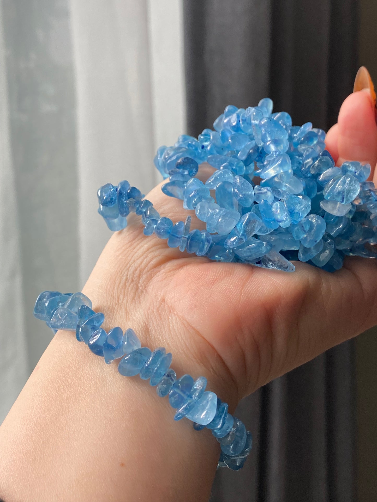 Ocean Blue Natural Aquamarine  Raw nuggets handmade bracelet natural gemstone bracelet birthday stone gift for her Calm & Positive Energy