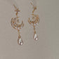 Star & Moon Pearl Dangle Earrings | High Luster Bridal Jewelry | 18K Gold Plated - Jinger Crafting