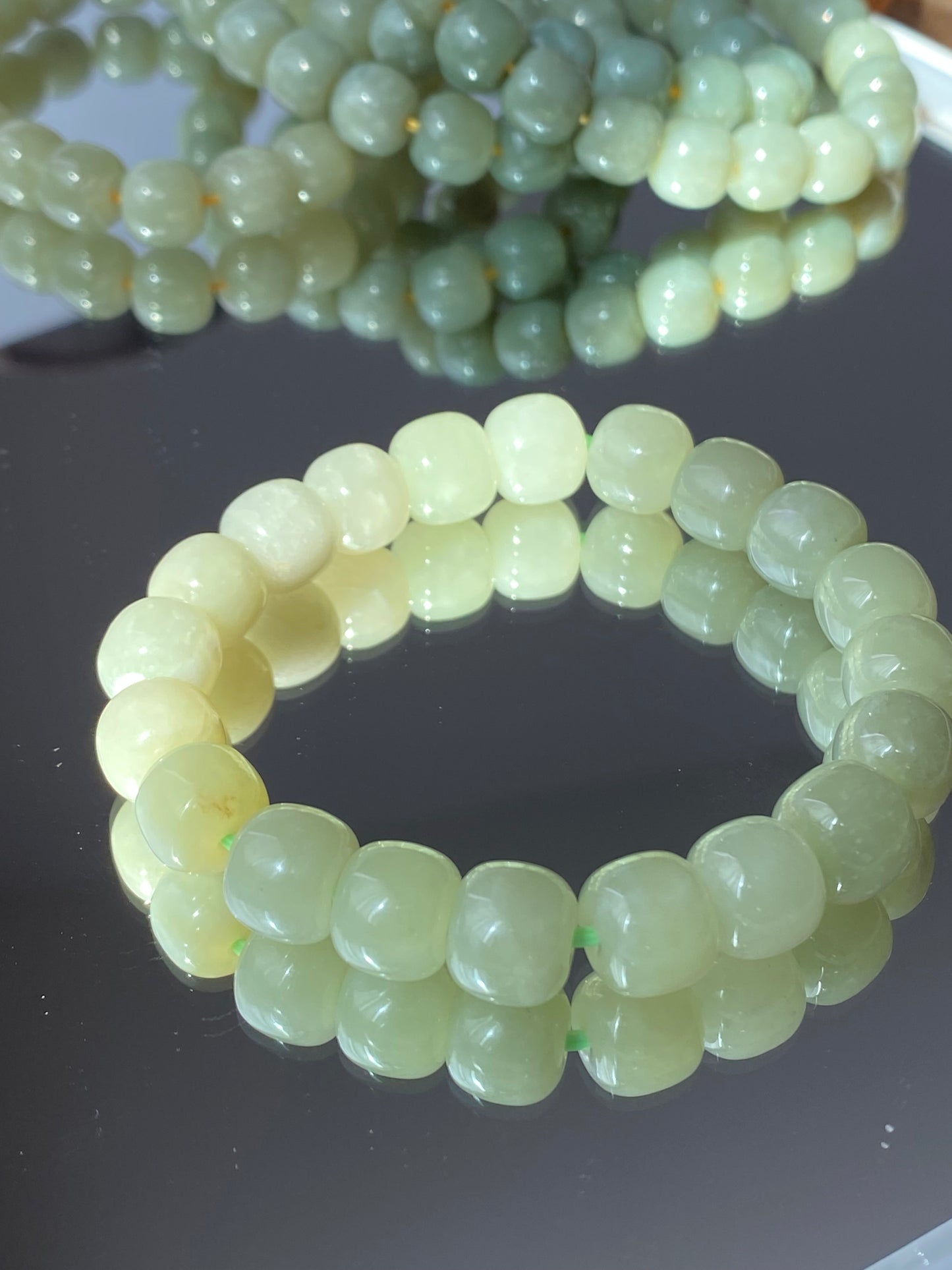 AAA  Natural light green Jade square bead handmade Bracelet Best lucky Gift for her,gift for Mom,meditation crystal bracelet gift for him