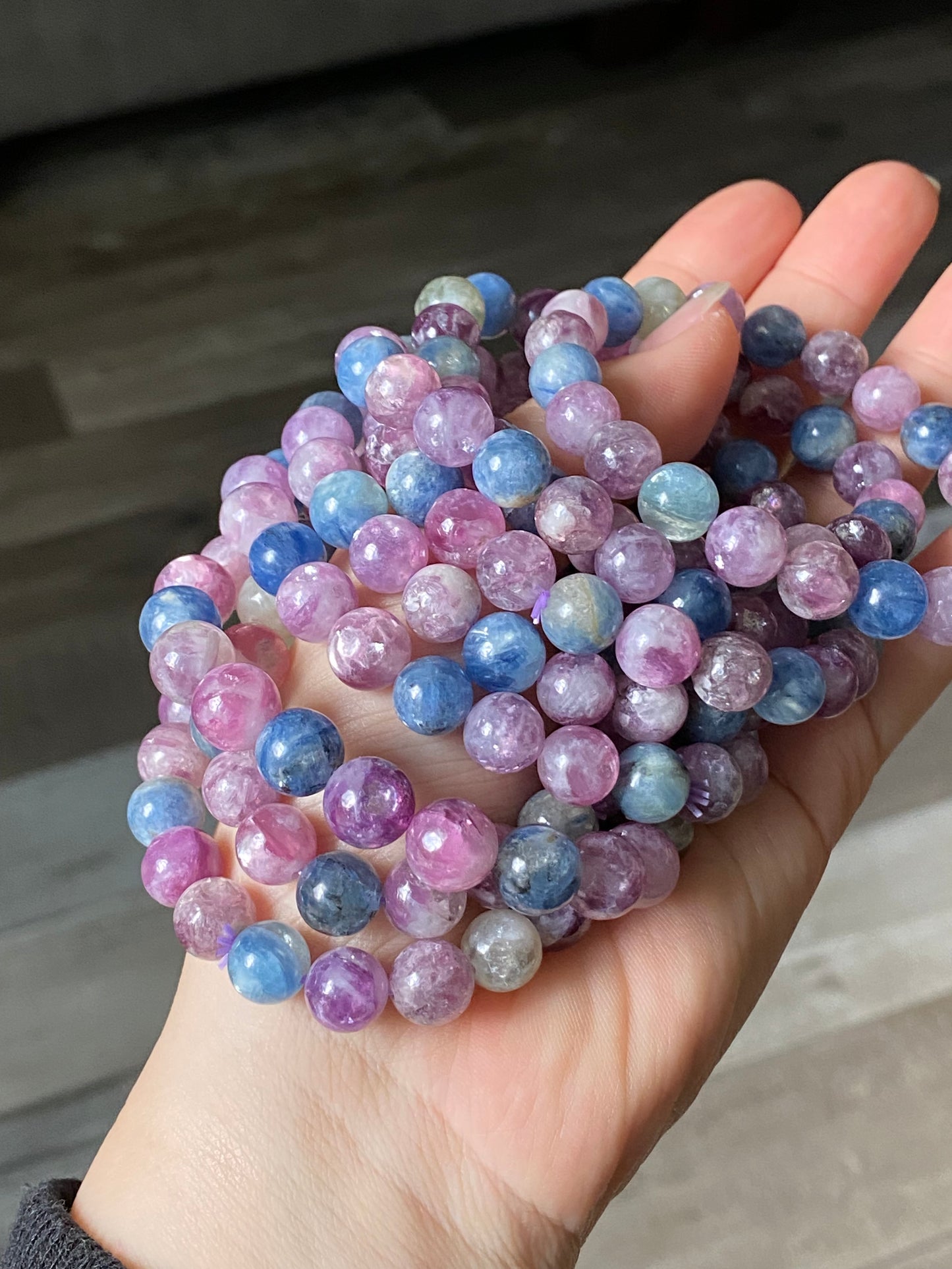 AAAA grade  natural colorful mix Lepidolite bracelet, Mica Rutilated Quartz gift for her,birthday gift dainty meditation crystal bracelet