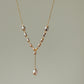 Mira  Gradient Freshwater keshi Pearl  Necklace, Minimalist Y Shape Pearl Pendant, Vintage Pearl Drop Choker wire Dangle Necklace