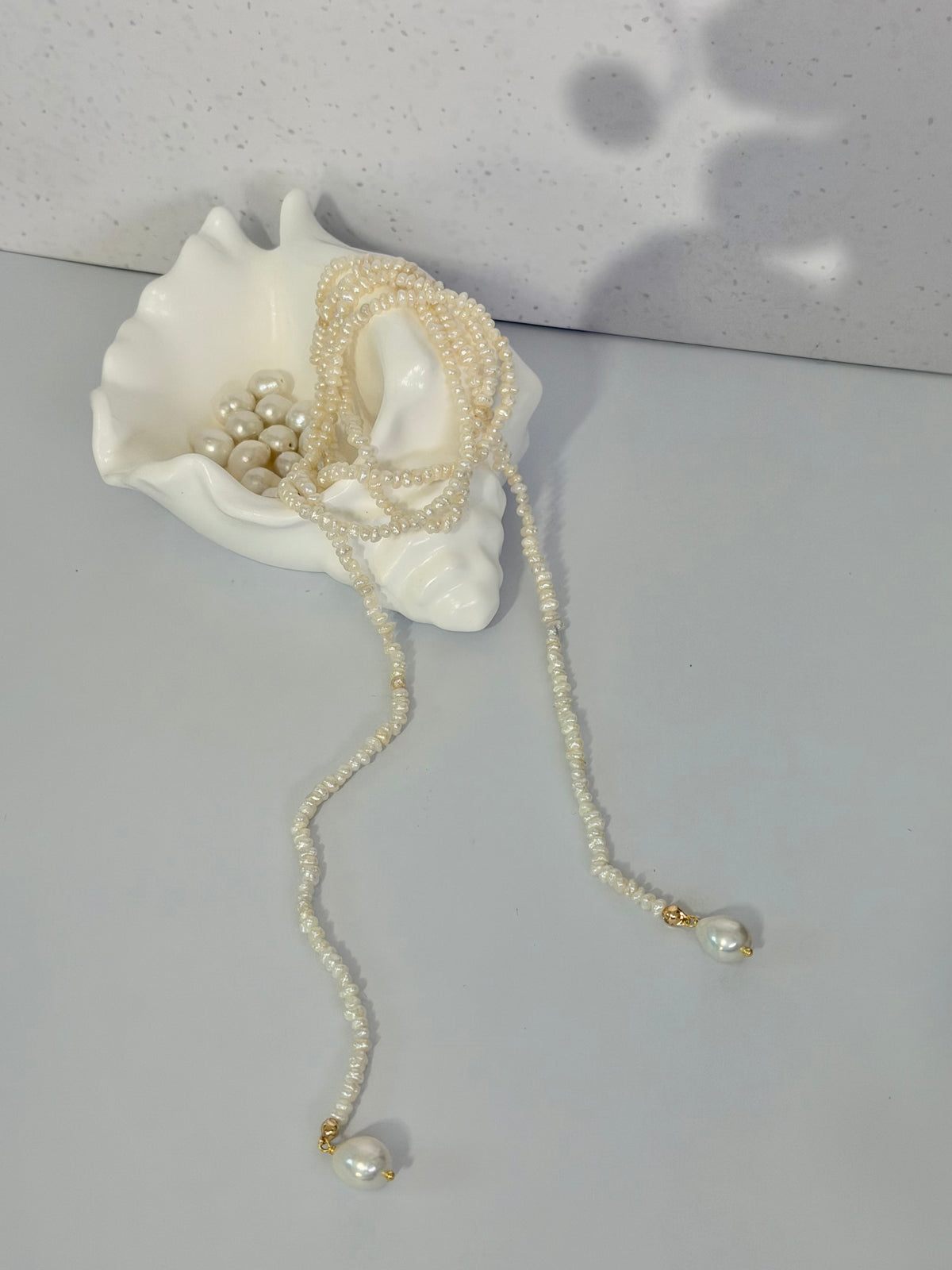 Baroque Pearl Lariat Backdrop Necklace – Versatile Multi-Way Styling