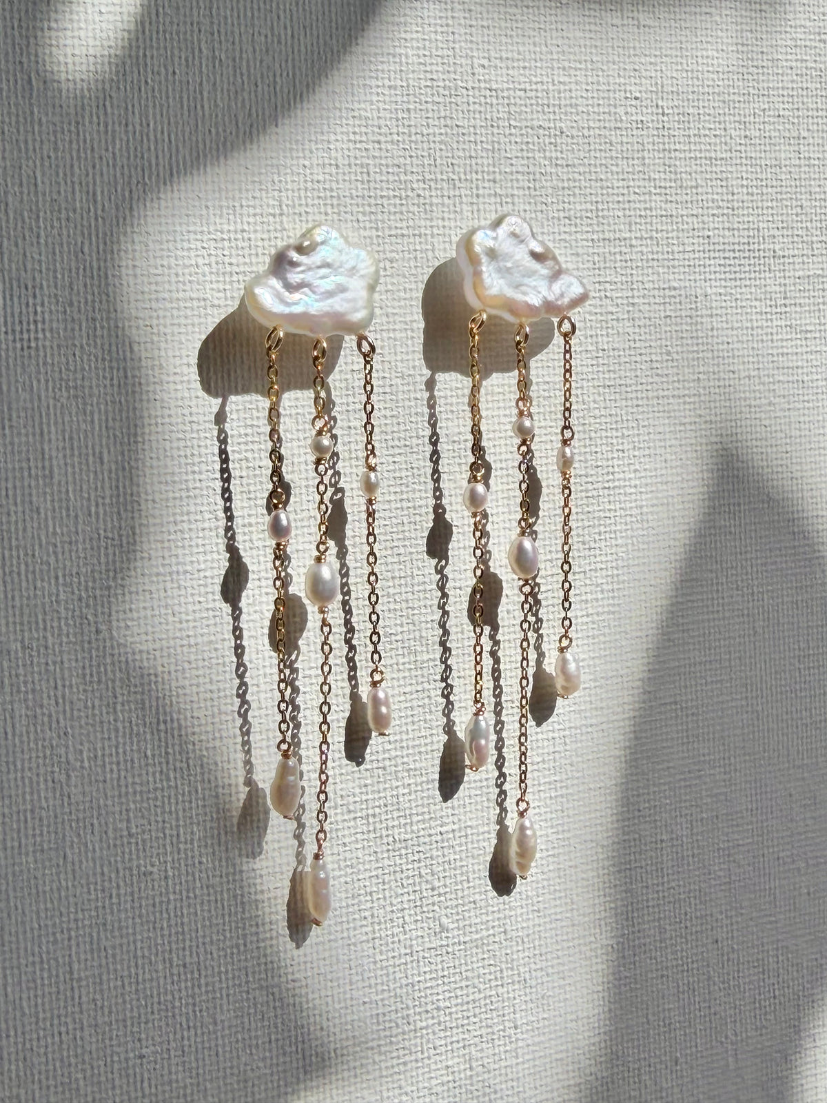 Lola Cloud & Raindrop baroque pearl dangle earring