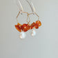 Baltic Amber & Large Baroque Pearl Wreath Hoop Earrings | Autumn Caramel Collection